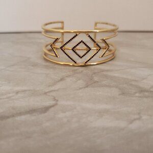 ✨ Stella and Dot Gold Black Rhinestones Crystal Pave Sphinx Cuff Bangle ✨